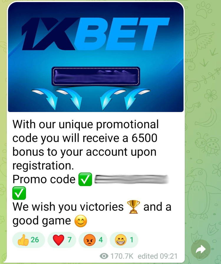 1xbet código promocional en telegram